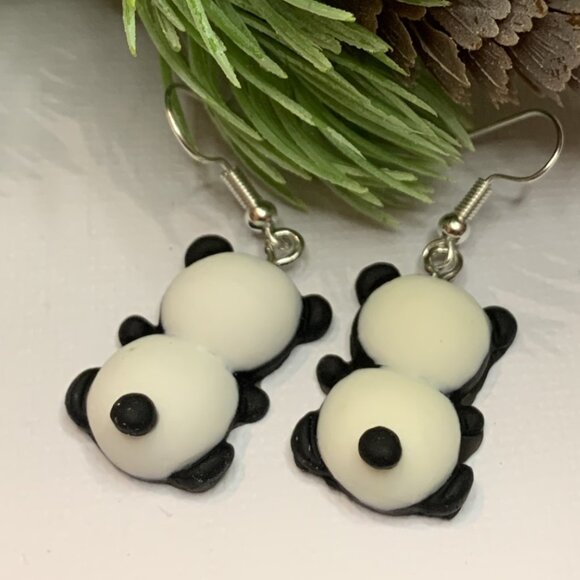 Panda Earring, Panda Bear Jewelry, Gift, Panda Jewelry, Silly Animal Earring - Picture 7 of 9